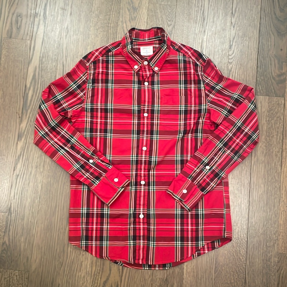 Crewcuts Kids'' long-sleeve stretch poplin button-down size 12 Red Plaid